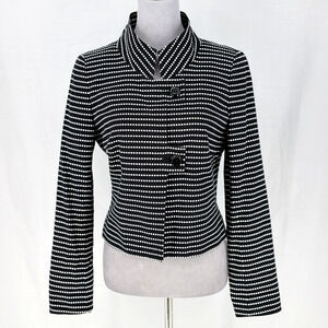Worth Jacket Womens 4 Black White Polka Dot Cotton Lined Blazer Crop Career